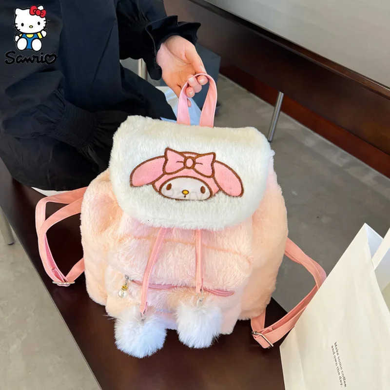 Sanrio Cartoon Plush Backpack Kuromi Schoolbag Hello Kitty Plush Bag My Melody Student Bag Girl Handbag Children Toy Birthday Gift H251122