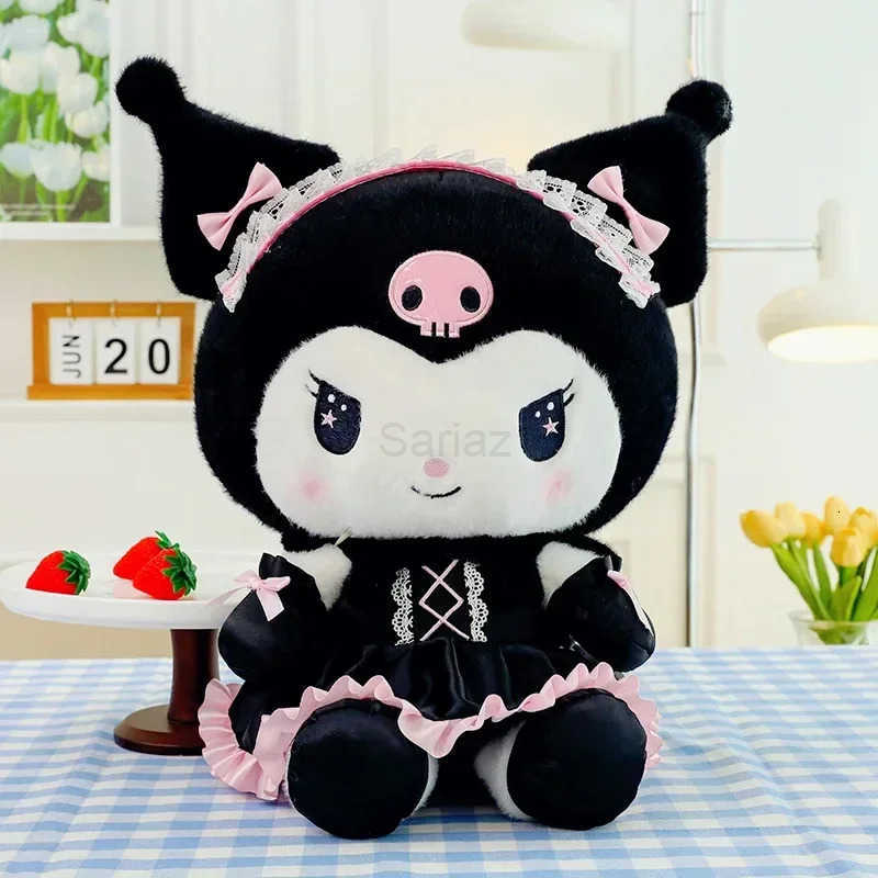 Sanrio Cartoon Kuromi Plush Doll Big Size Cute Uniform Little Devil Kawaii Plushies Stuffed Toy Soft Sleeping Pillow Girls Gift H251122