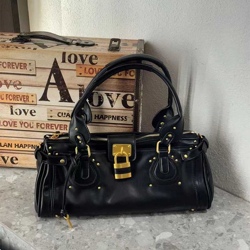 FAshion luxury Handbag Metal RETRO Lock Shoulder Bag brand Design Cool Motorcycle Bag Classic Zipper Horizontal Tote Bag K251121