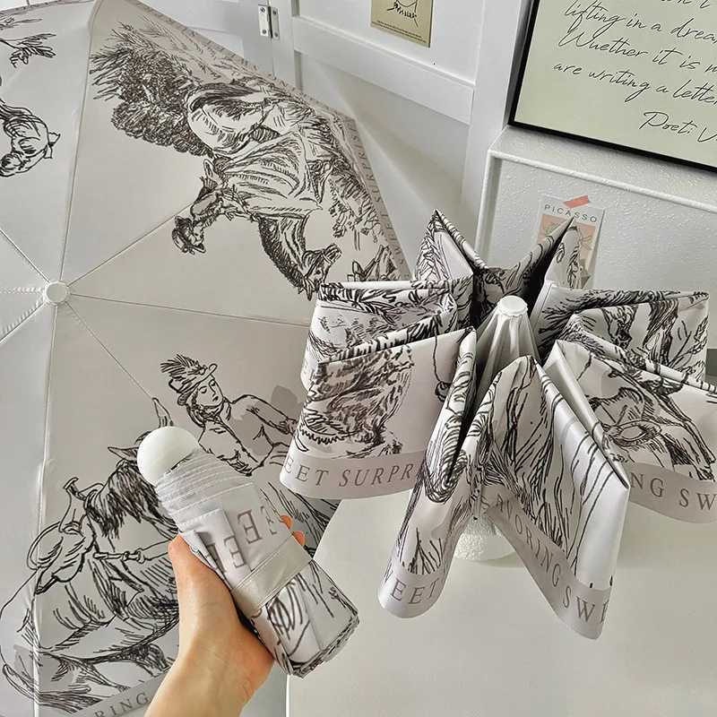 French Style Retro Folding Umbrella for Rural Areas UV Resistant Sun Shading and Rain Resistant Dual-purpose UmbrellaM251122