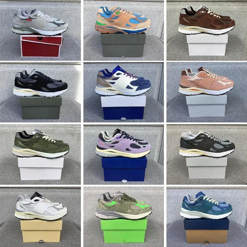 Designer Running Shoes Mens Womens 990v3 990 V3 Gray Grey Olive Sea Salt Moonbeam Teddy Santis Bodega Black Tan Dtlr Steel Blue Montreal Luxury Sports