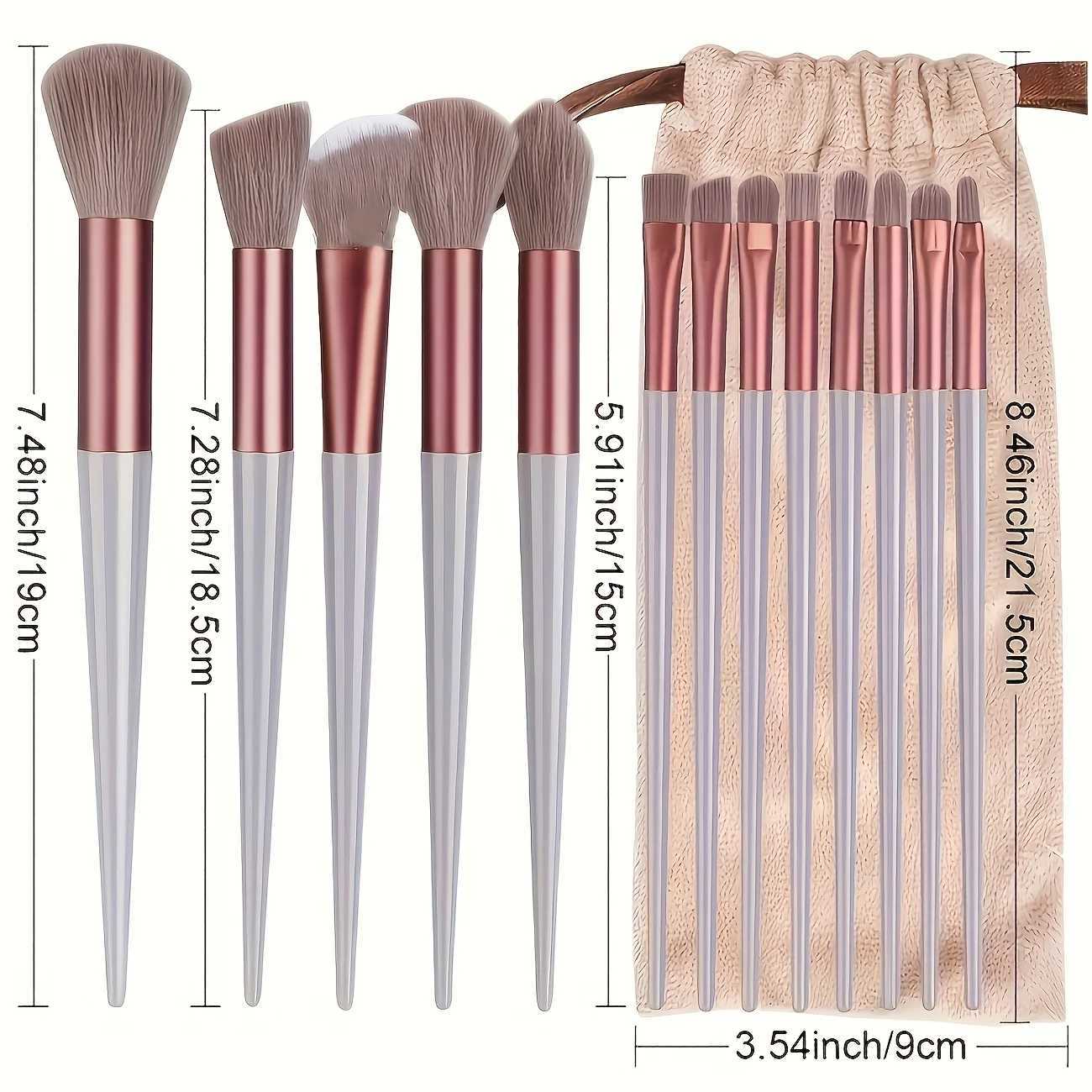 13-Piece Soft Synthetic Makeup Brush Set Includes Blush Foundation Eyeshadow Lip Brushes Ergonomic Handle Durable Abs Plastic C251122