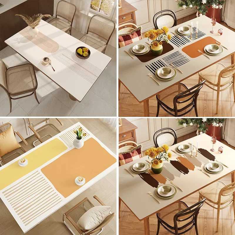 Cream Wind Table Mat Oil and Waterproof Anti-scald Table Mat Household Erasable and Non Washable Desktop Protective Pad C251122