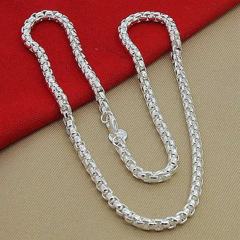 925 Sterling Silver 4mm Round Box Chain 20/22/24 Inch Necklace For Woman Men Fashion Wedding Engagement Charm JewelryXJ251122 - view 3