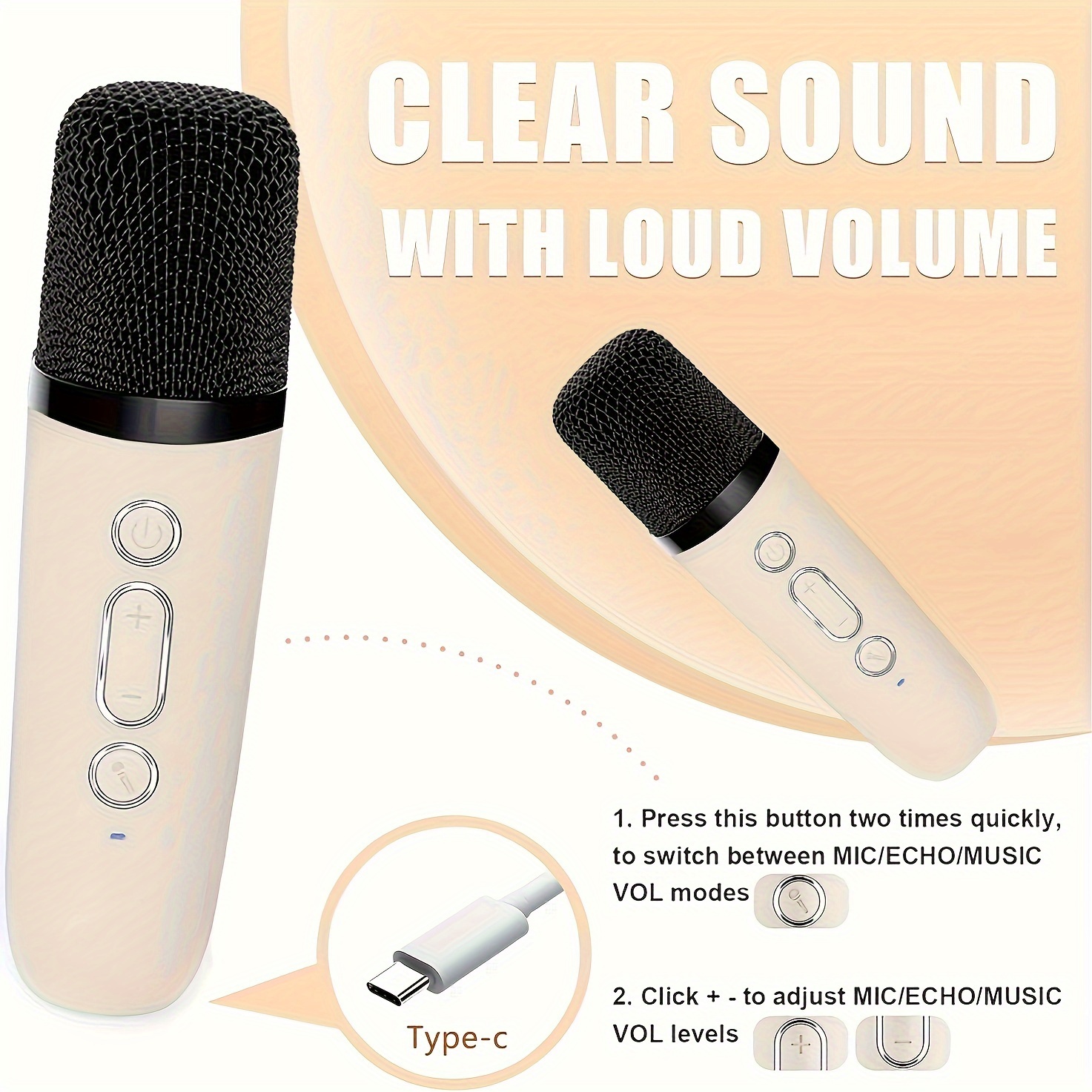 This 2025 new portable mini karaoke machine is equipped with 2 wireless microphones - USB rechargeable, suitable for birthday parties and home enterta