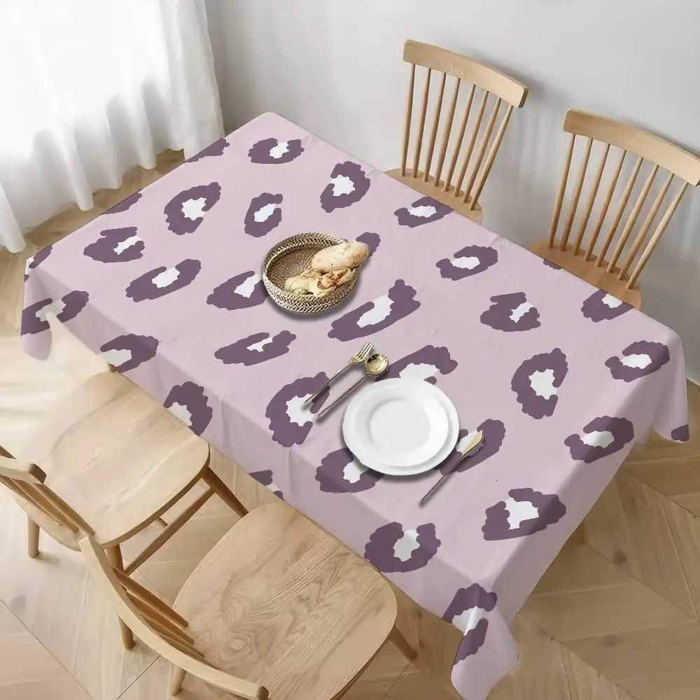 Animal Fur Leopard Print Home Tablecloth - Waterproof Anti-Stain Rectangular For Dining Decor Accessories C251122