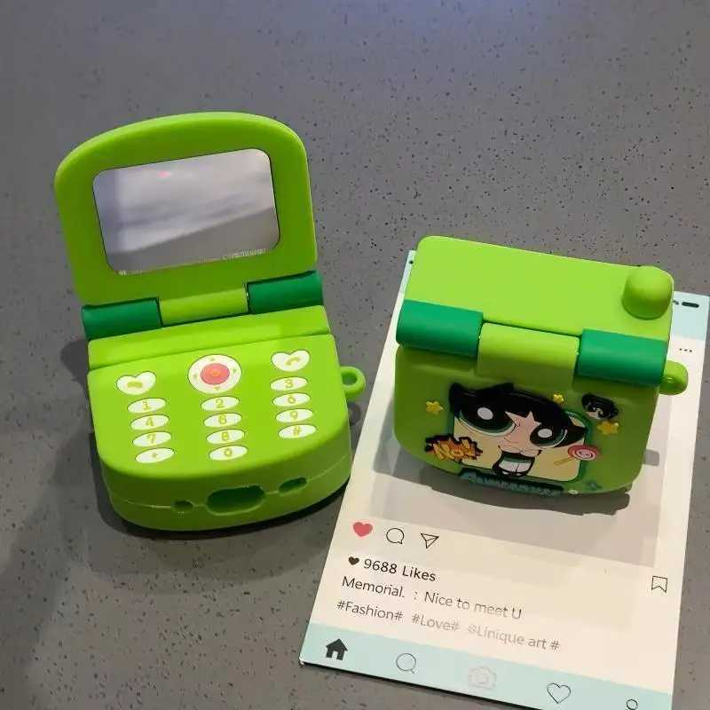 Cute The Powerpuff Girls Flip Phone Silicone Wireless Earphone Protective Case For Airpods Pro 2 3 Air Pods 4 2 3 1W251122