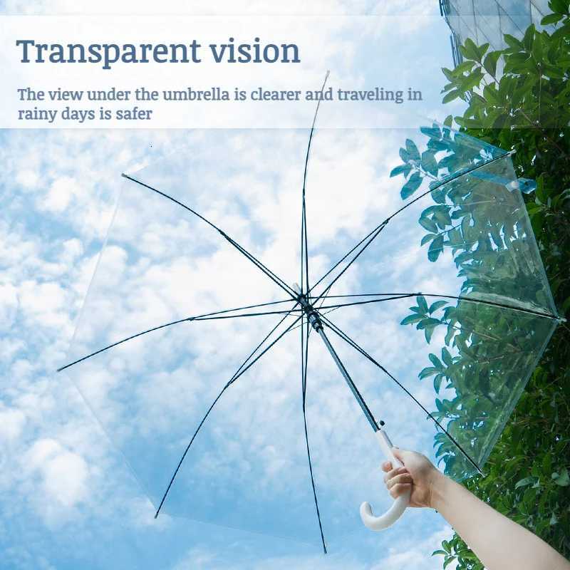 Transparent Umbrella Long Handle Thickened 16-rib Transparent Umbrella Artistic Street Photography Transparent Umbrella StudentM251122