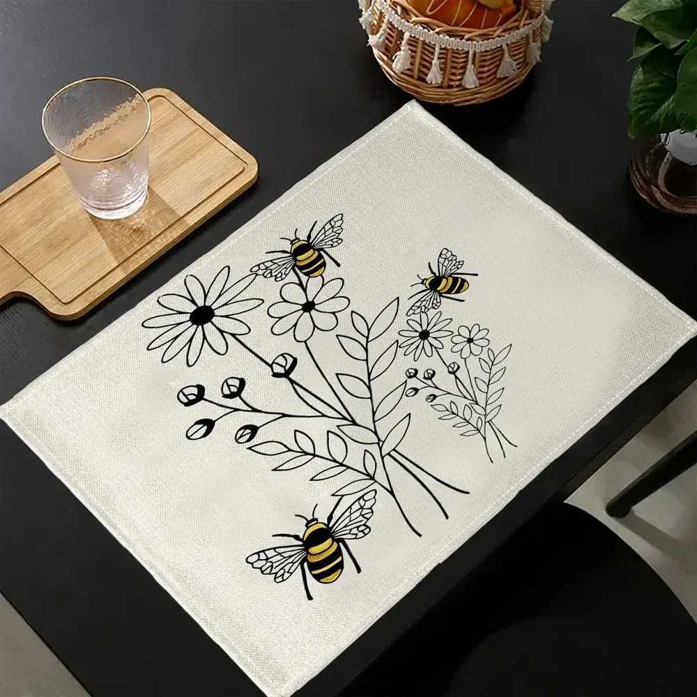 1/4/8PC Aesthetic Cute Cat Placemats Summer Floral and Herbs Plastic Washable Place MatsWatercolor Flower Table Mats C251122