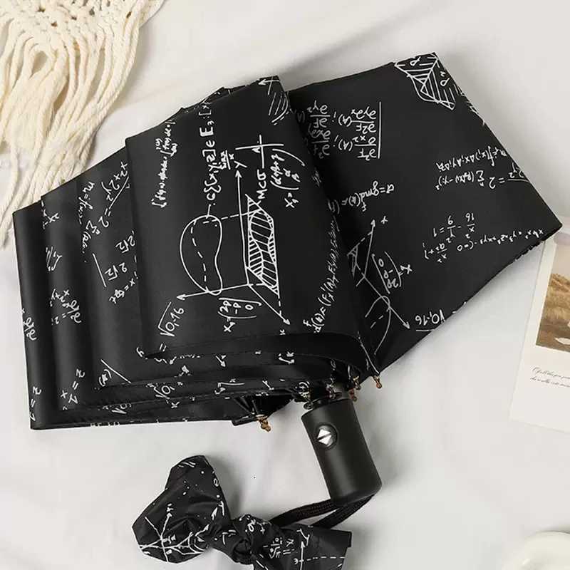 Children Automatic Umbrella Mathematical Formula Folding Umbrellas Black Coating Anti UV Umbrella Middle School Student UmbrellaM251122