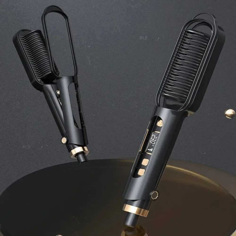 Anti Scald Electric Hair Straightening Comb 2 in 1 Fast Heating Negative Ion Straighten Brush Detangling Smooth Comb TeethT251122
