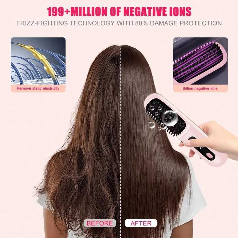HOT-SALEPortable Mini LCD Display Wireless Hair Straightening Brush-199 Million Negative Ions CombT251122