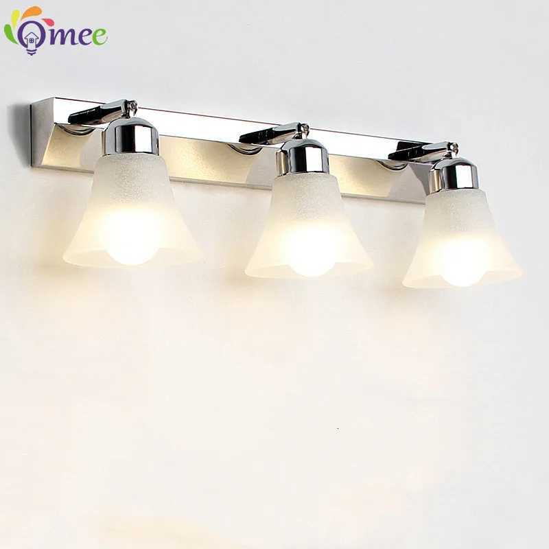 Modern Wall Mirror Light for Bathroom Dressing Room 3/4/5 Lights Silver Wall Lamp Glass Lampshade E27 Indoor Decoration Lighting M251122