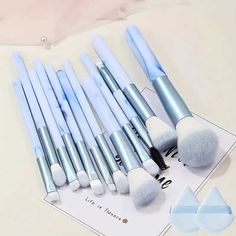 12Pcs Blue Makeup Brushes Set Professional Foundation Powder Blending Blush Concealer Synthetic Fiber Bristles Brush C251122