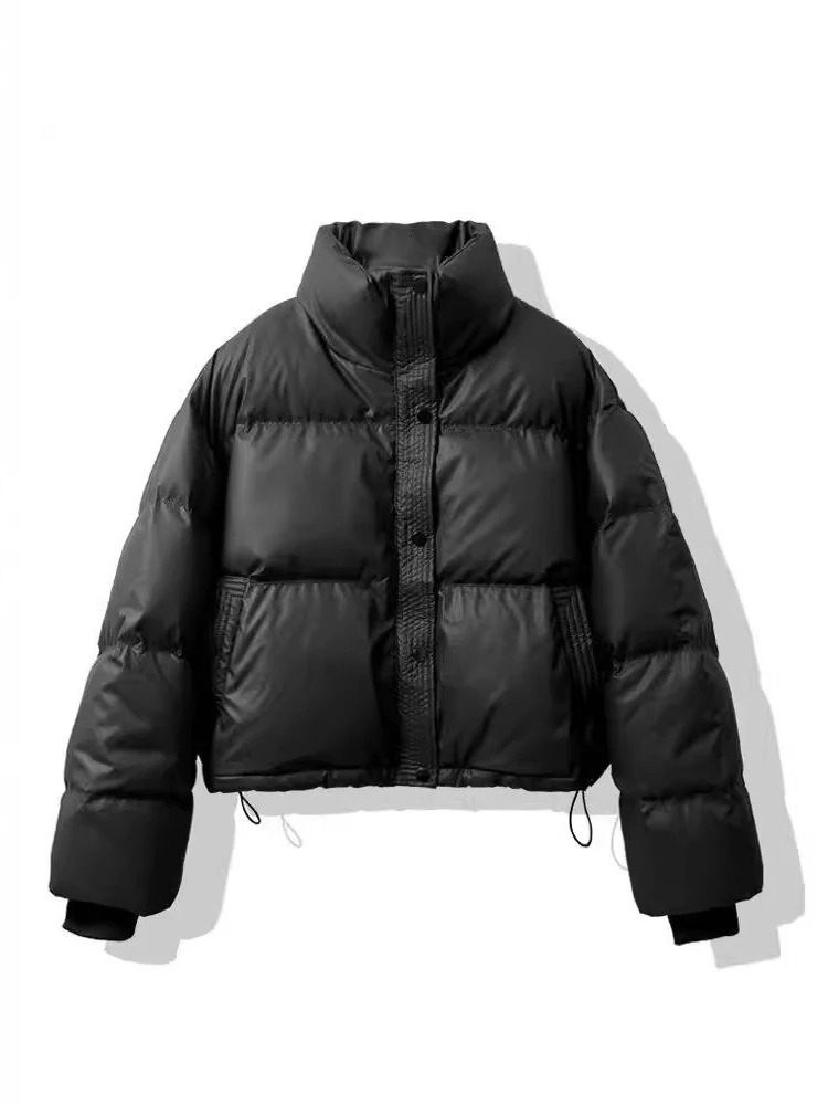 Womens Solid Color Norinse Down Cottonpadded Clothes Short Loose Thickened Bread Small Parkas 251110