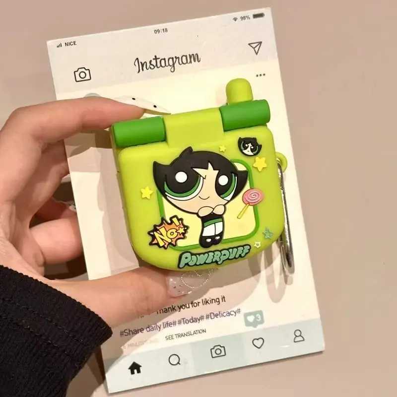 Cute The Powerpuff Girls Flip Phone Silicone Wireless Earphone Protective Case For Airpods Pro 2 3 Air Pods 4 2 3 1W251122