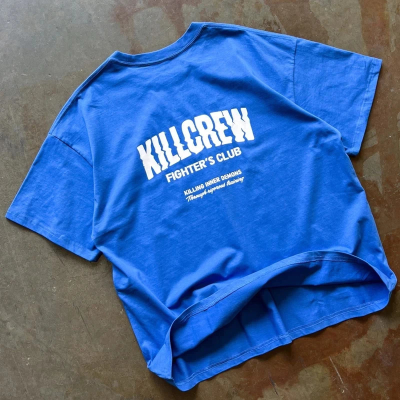 KillCrew Muscle Fitness Mens Running T-Shirts Training Jersey Casual Loose Sports Cotton Short Sleeve T Shirt Workout Tops Tee 250421