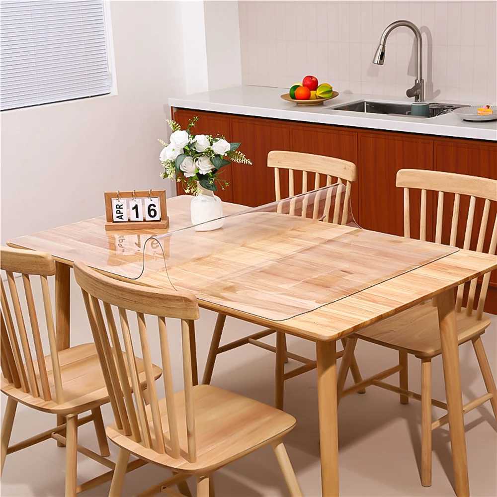 PVC transparent tablecloth with a thickness heat-resistant waterproof and oil resistant dining table mat 1pc C251122