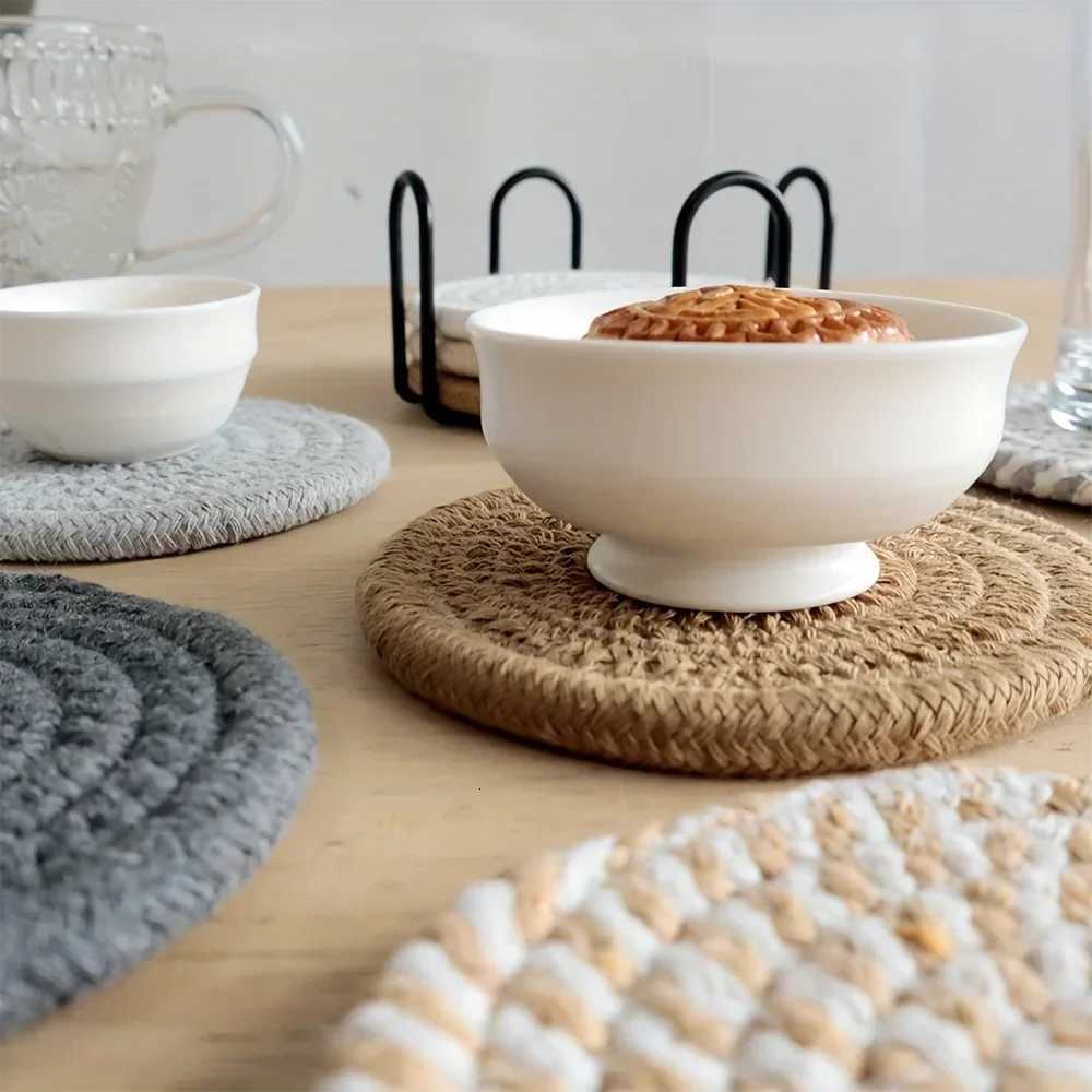 4pcs Absorbent Drink Coasters Minimst Cotton Fabric Coasters with Non-Woven Lining for Coffee Table Home Decor C251122