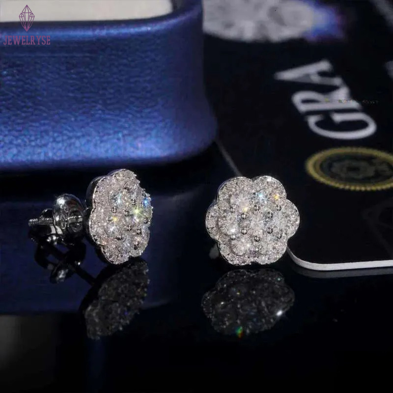 Elegant Dazzg Trendy wer 10MM Moissanite Dia Ear Studs For Men Women Hip Hop Jewelry Fine Earrings 10K Solid Gold