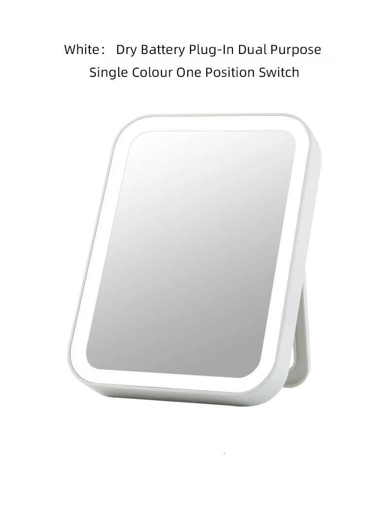 LED portable desktop 4 AA dry batteries dormitory makeup mirror with light square student folding mirror powered by USB or M251122