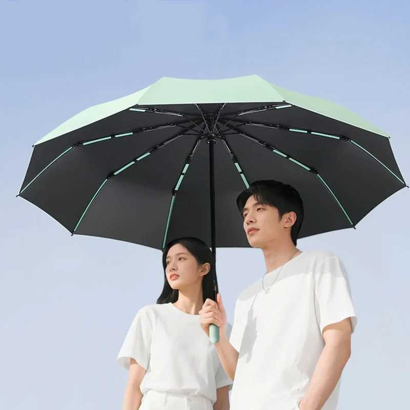 12K 60 Ribs Automatic Umbrella Sunny Rain Umbrella Wind Resistant Reinforcement Thick Black Rubber Umbrella Surface1PCM251122