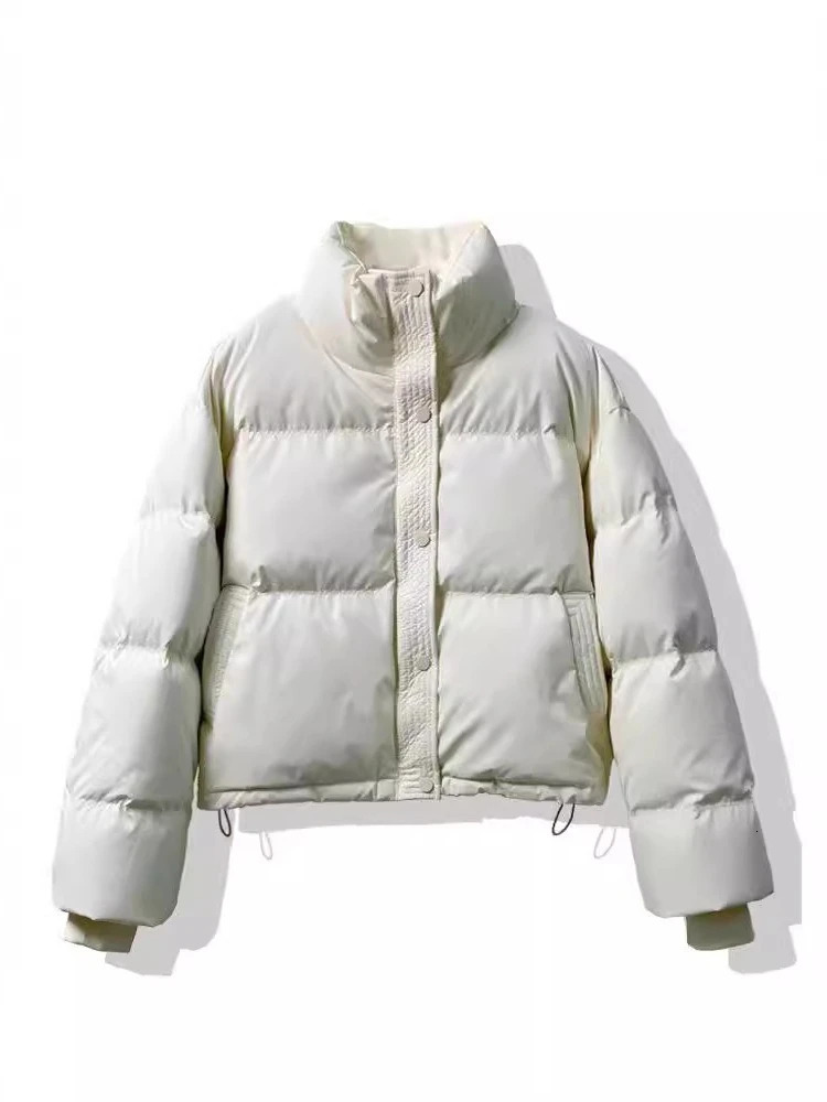 Womens Solid Color Norinse Down Cottonpadded Clothes Short Loose Thickened Bread Small Parkas 251110