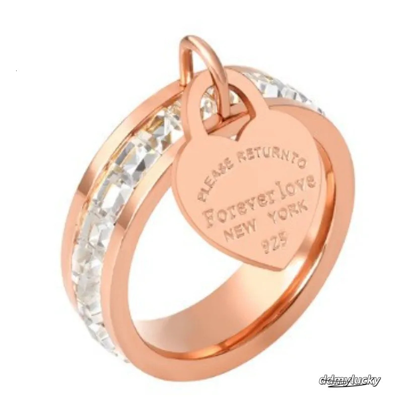 Stainless Steel Gold-Plated Heart Ring Forever Love Pendant For Women, Ring Headwear Accessory H11.21 Ddmylucky