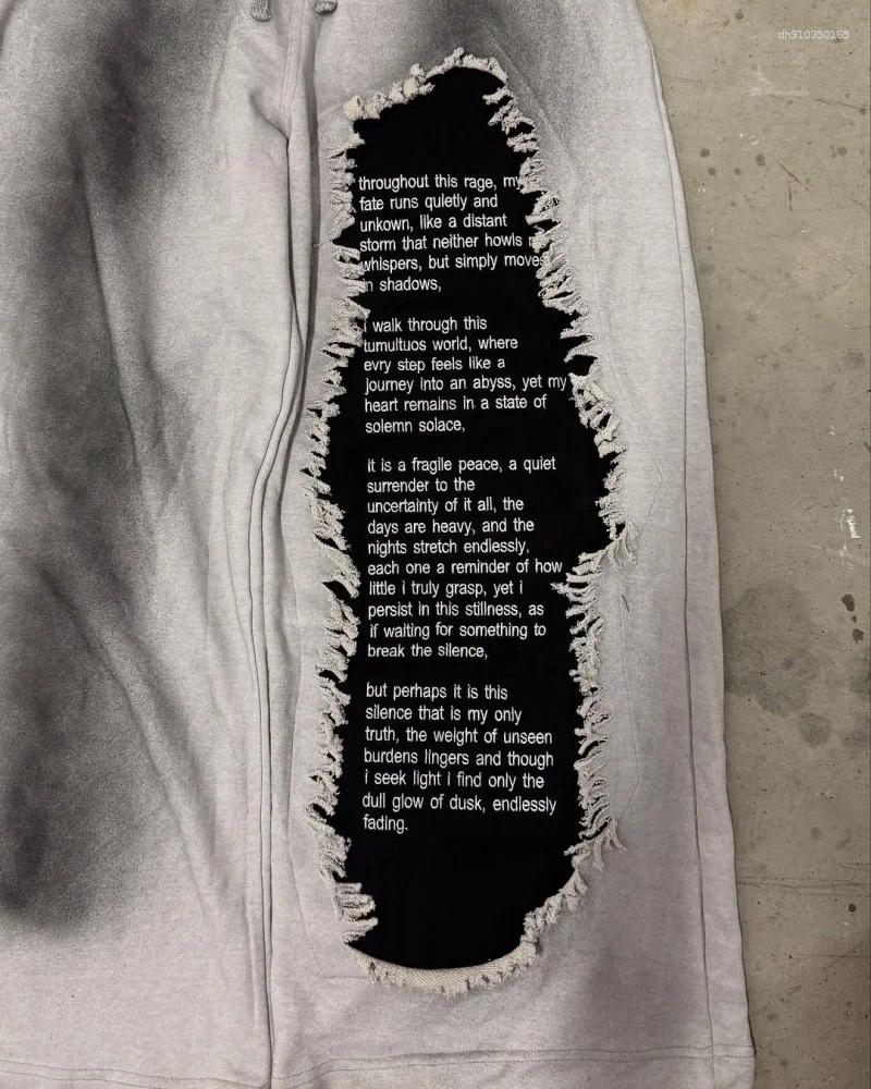 Mens Jeans Y2k Fashion Pants Dilapidated Design Trend Hip Hop Men Women Jogger Drawstring Sweatpants Oversize Cargo Trousers Streetwear