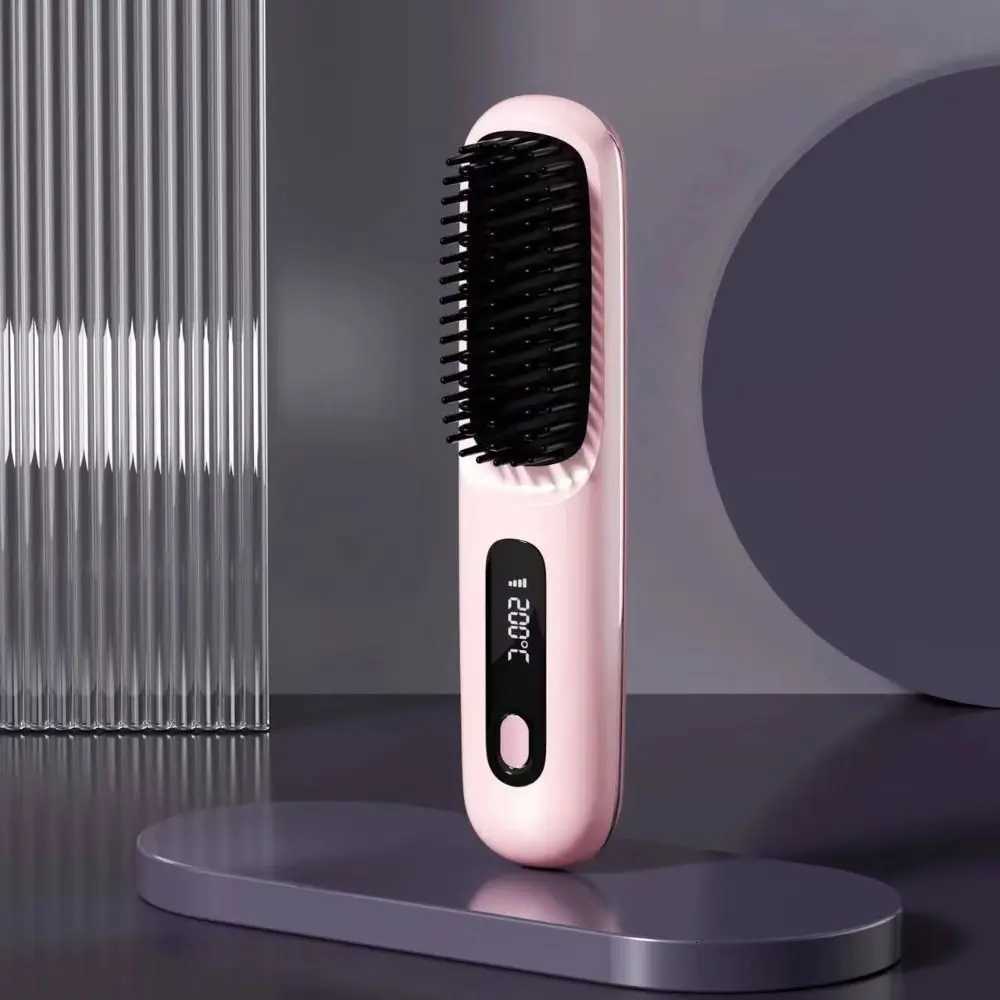 3 Temperature Settings Electric Hair Straightener Brush Anti-Scald Protection Dual-Function Operation Negative Ion Styling ToolT251122