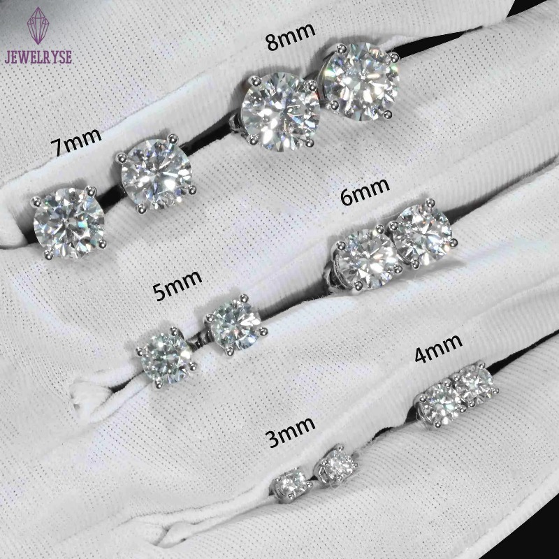 Stud Wholesale Vvs Diamond Earring Factory Price 10k 14k 18k Solid Gold Round Brilliant Cut Moissanite Hoop Stud Earrings Men Women