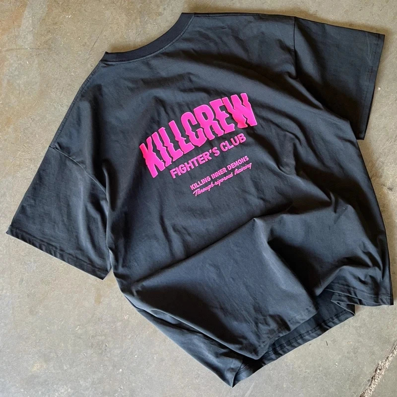 KillCrew Muscle Fitness Mens Running T-Shirts Training Jersey Casual Loose Sports Cotton Short Sleeve T Shirt Workout Tops Tee 250421