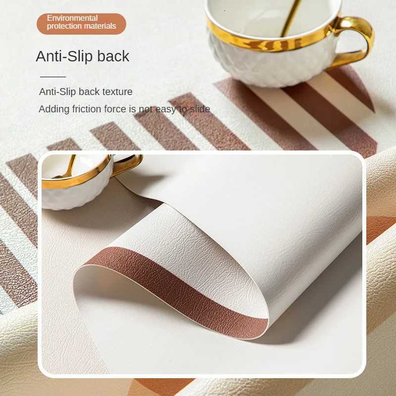 French Pastoral Leather Tablecloth Simple Print Exquisite Tea Table Cloth Home Decor Waterproof Non-slip Leather Table Mats C2511221