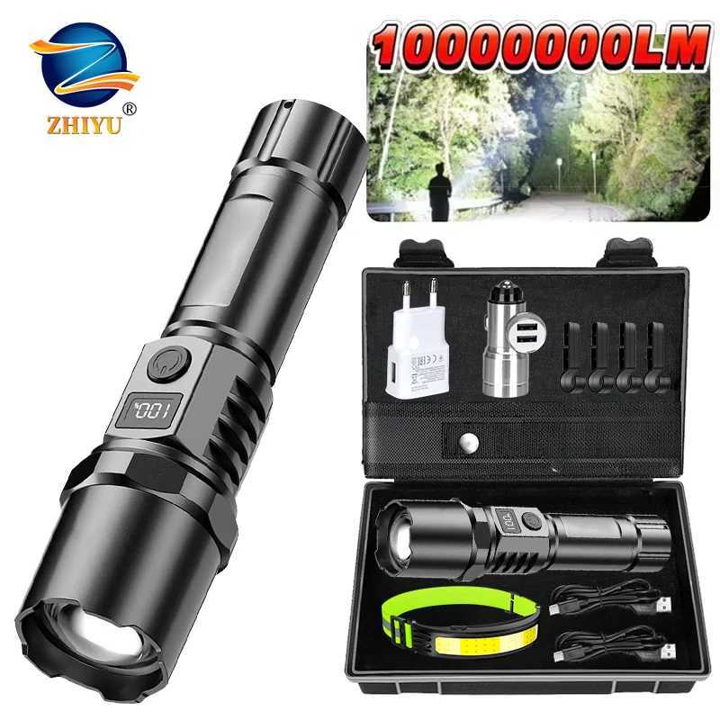 Powerful Handheld LED Flashlight USB Rechargeable Torch Tactical Telescopic Zoom Torch Light Outdoor Camping Flash Light Lantern C251122