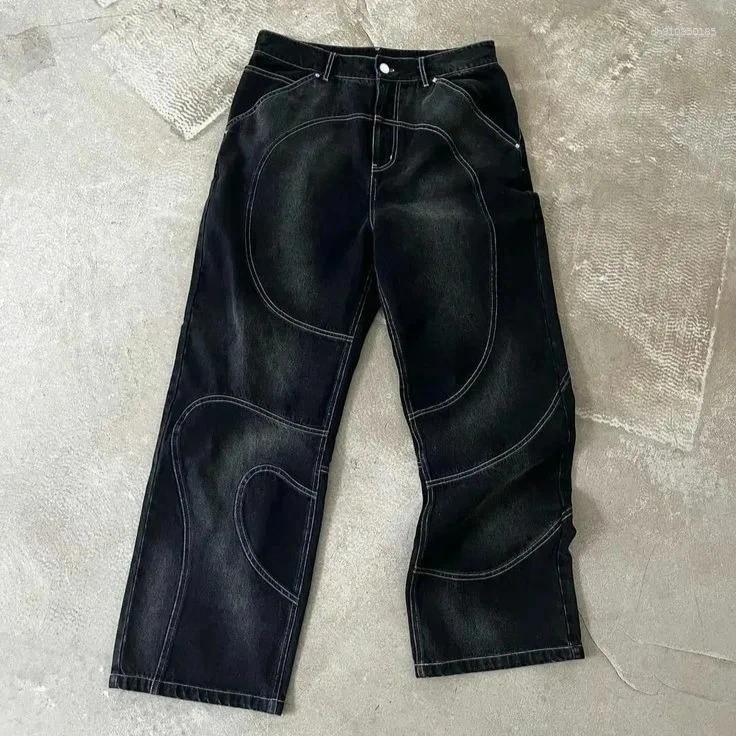 Men's Jeans Streetwear Vintage Leopard Print Luxurious Design Ripped Men Women Harajuku Distressed Denim Pants Y2K Punk Letter Graphic Patch Trou