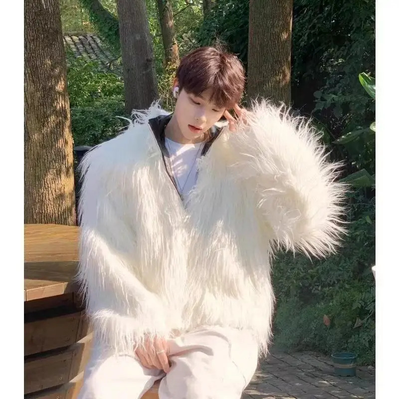 Autumn and winter warm fur highend vintage cotton coat long hair jacket fashionable mens womens 251103