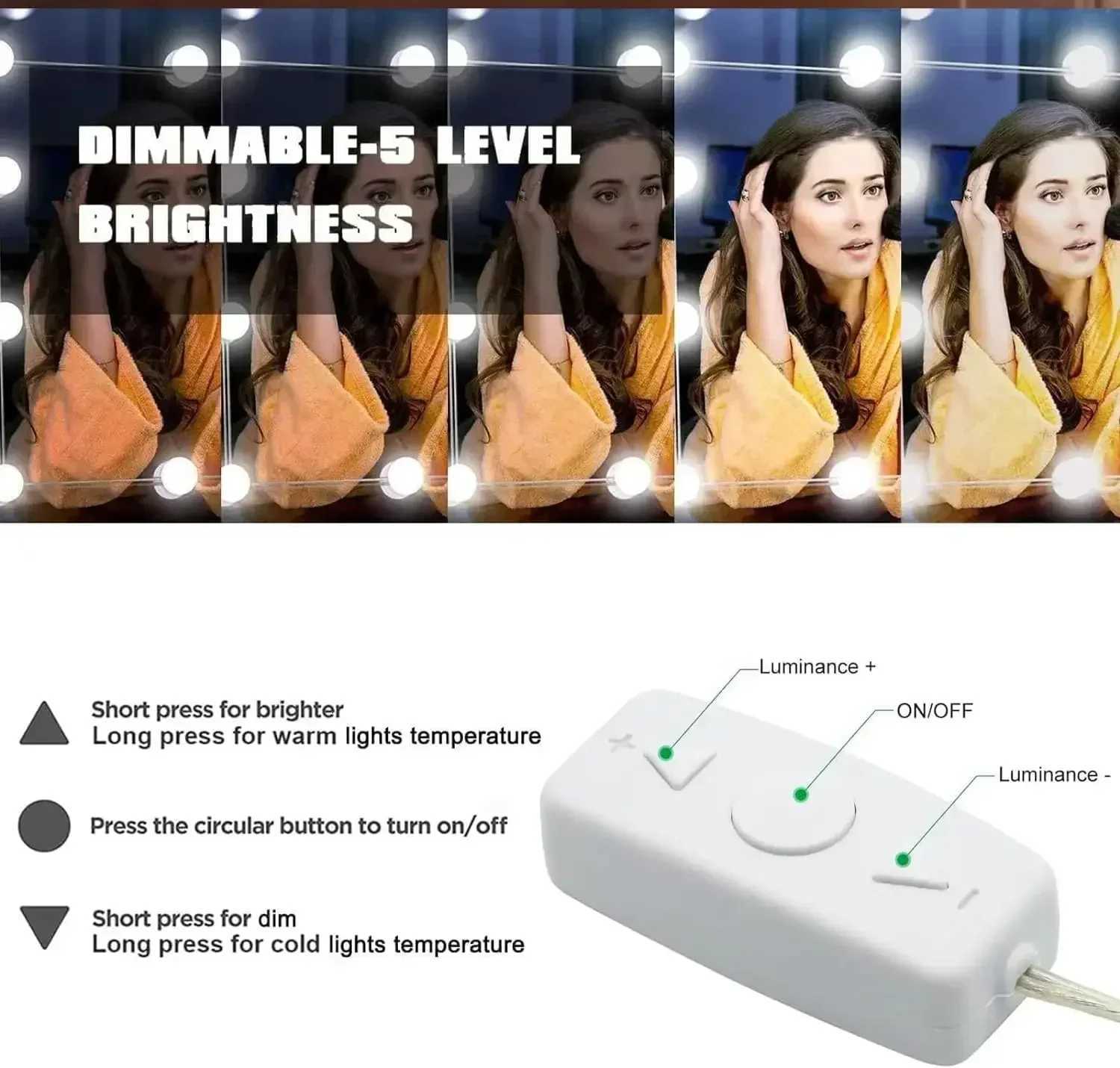 5V LED Makeup Mirror Light Dressing Table Lamp Dimmable Home Bedroom Bathroom Mirror Decoration Wall Light Bulb Kit 10pcs M251122