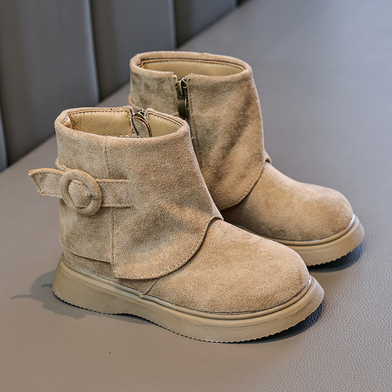 New designer shoes Autumn Winter New Suede Children s Ankle Boots Retro Fleece Lined Warm British Style Girls Fashion Martin Boots