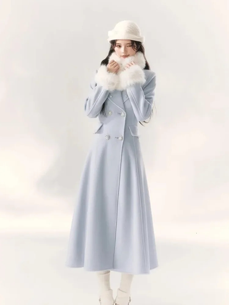 Autumn Winter Woolen Windbreaker Jacket Womens Overcoat Fashion Chic Slim Medium Long Warm Wool Trenchcoat XQ3 251112