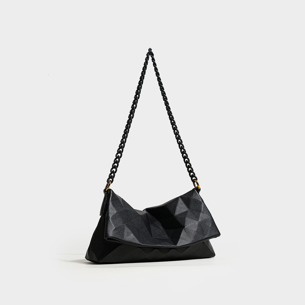 Fashion White Chain Shoulder Crossbody PU Leather Bags For Women Vintage Acrylic Chain Pleated Designer R250422