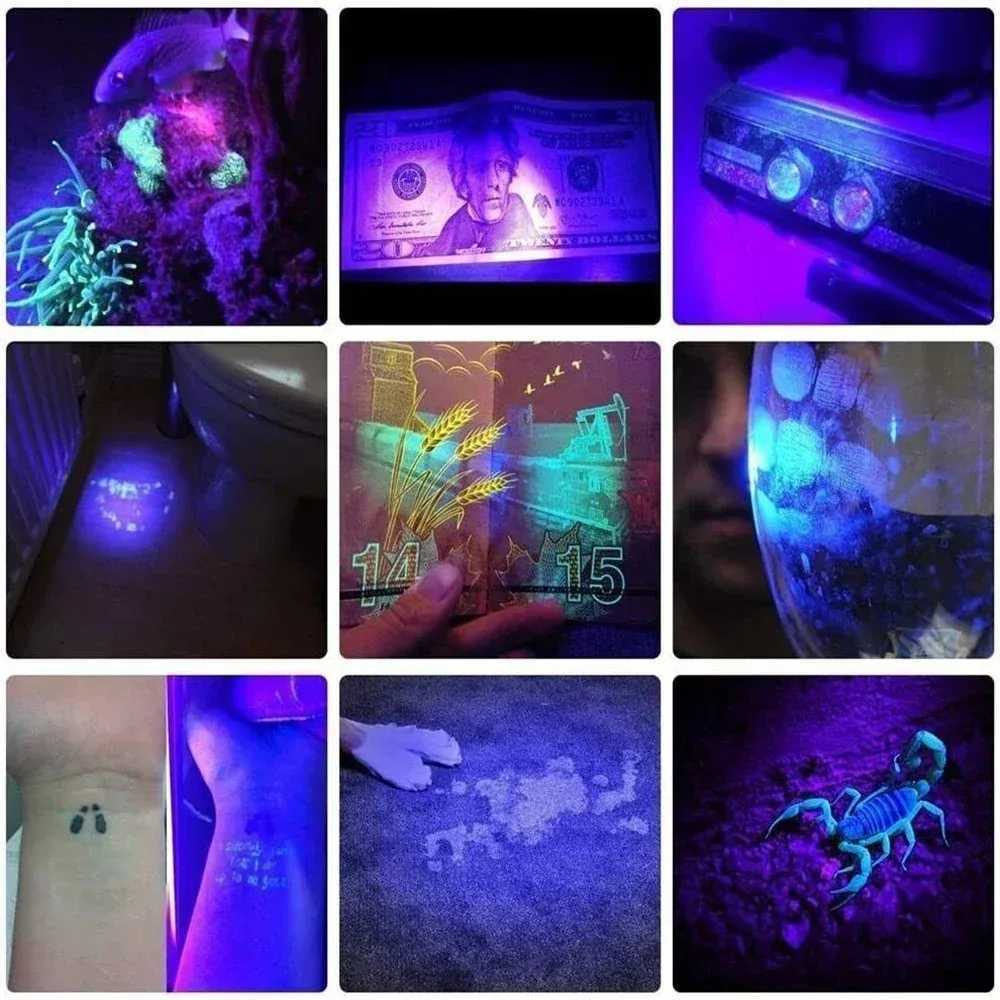 20W 365nm LED Flashlight Black Mirror UV Light USB Rechargeable Ultraviolet Lamp for Pet Urine Detection And Resin Curing C251122