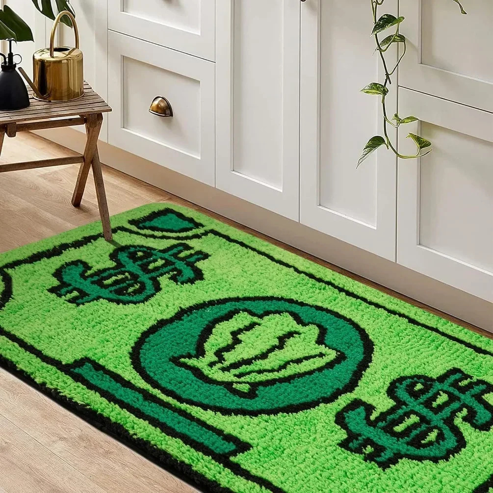 Cartoon Money Rugs Waterproof Floor Mat Fluff Carpet Non-slip DoorMat Halloween Decor Banknote Rug for Bathroom Hallway Balcony 250411