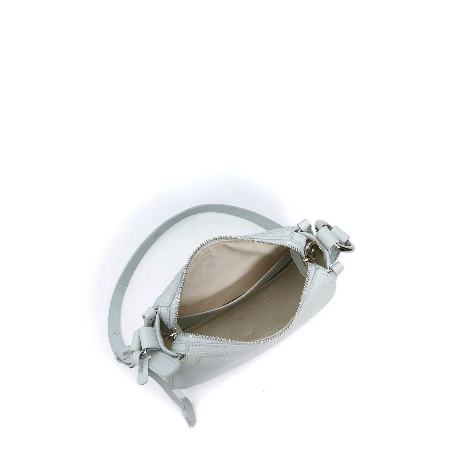 2025 Summer Woven Crescent Pouch Tote Real Full Grain Cow Leather Women Shoulder Bag Leisure High Quality Lady Handbag Blue K251121