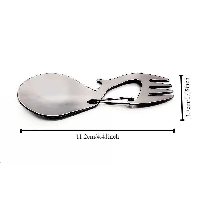 Multi functional pure titanium dualuse fork spoon light titanium alloy spoon outdoor camping tableware spoon 1PC J251121