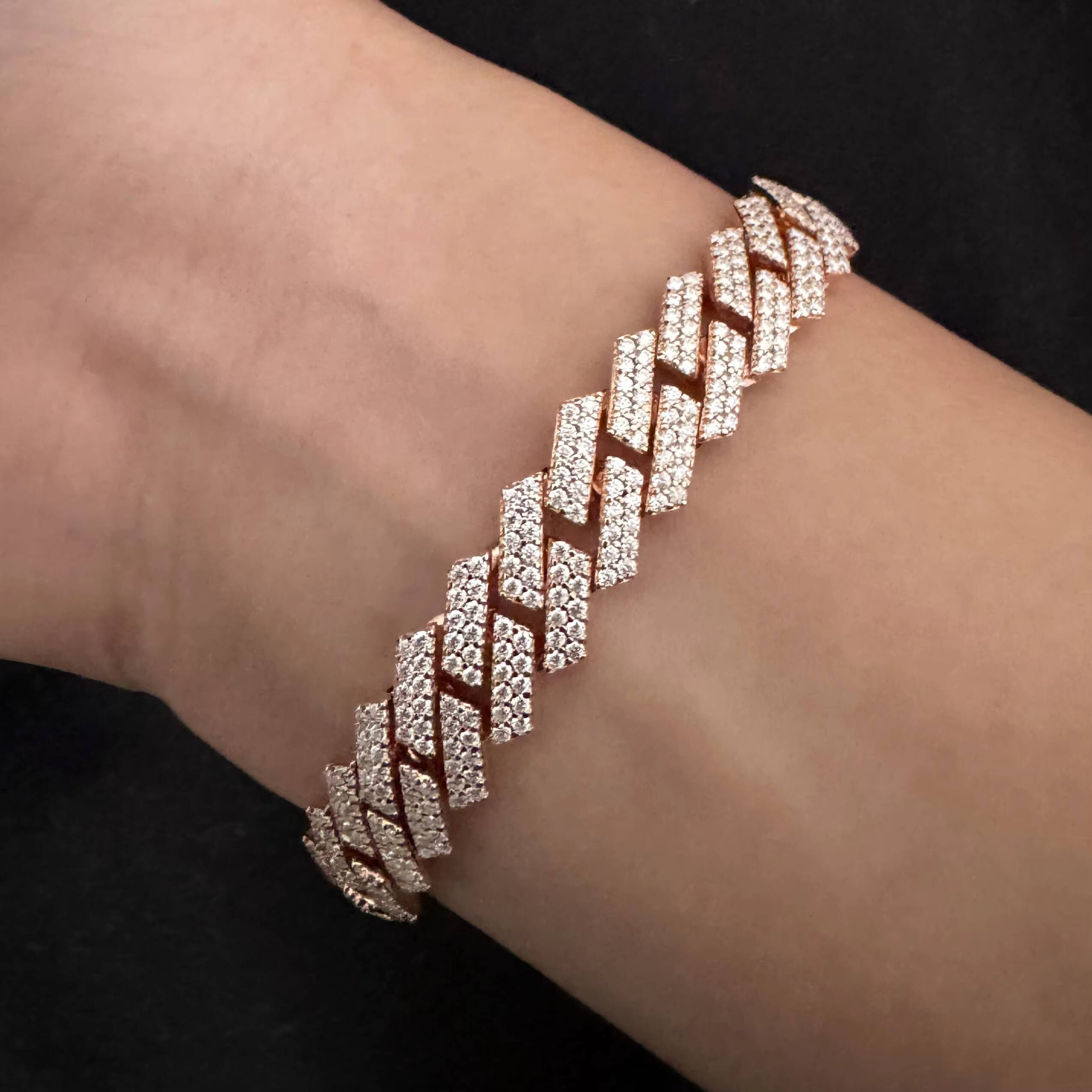 Luxury 12mm Moissanite Bracelet Men 925 Sterling Sliver Hip Hop Vvs Iced Out Diamond Cuban Link Bracelet