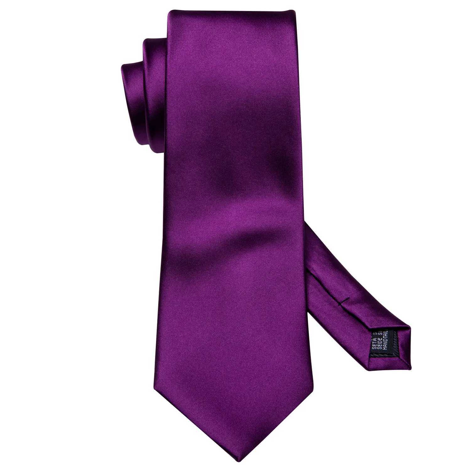 BarryWang Purple Lilac Lavender Silk Mens Tie Handkerchief Cufflink Set Jacquard Floral Necktie for Male Wedding Business Party G251122