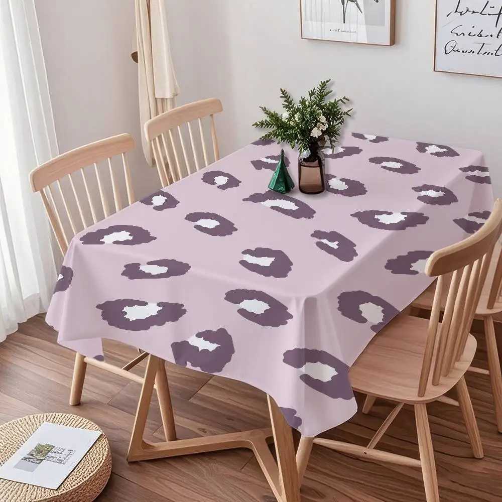 Animal Fur Leopard Print Home Tablecloth - Waterproof Anti-Stain Rectangular For Dining Decor Accessories C251122