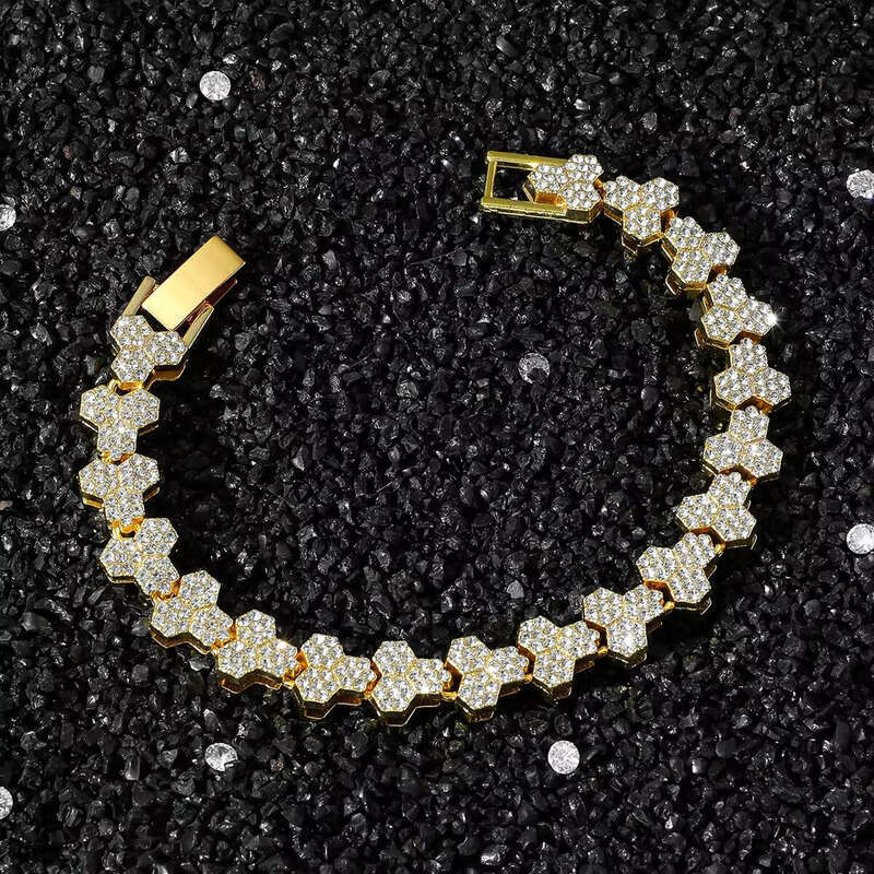 Fashion Triple Round Set Women's Jewelry Iced Rhinestone Cluster Bracelet Necklace