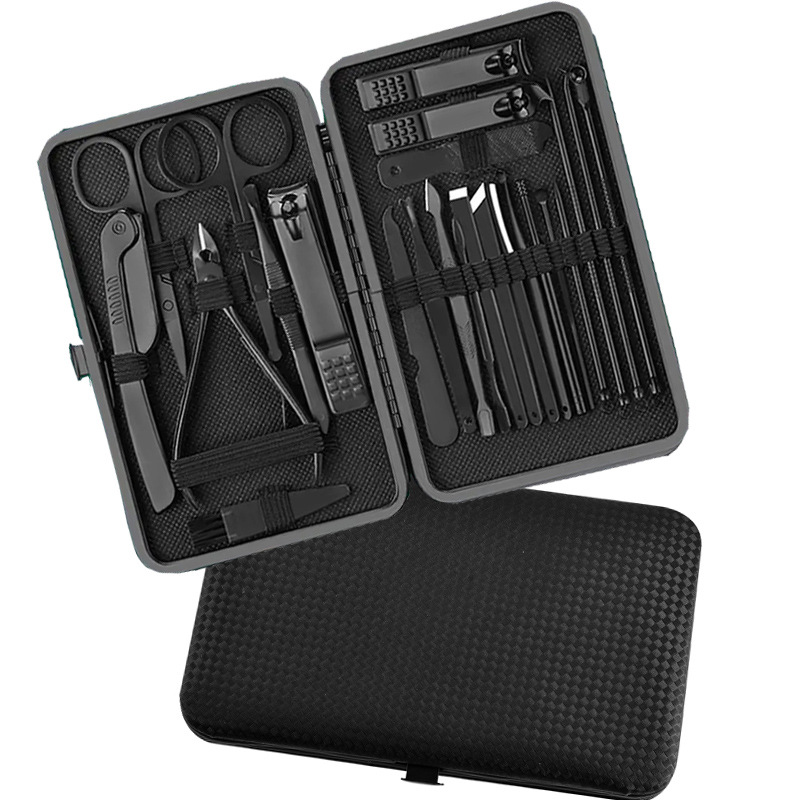 24Pcs/set Manicure Pedicure Set Nail Clipper Eyebrow Tweezer Scissor StainlessSteel Cutter Trimmer Cuticle Pusher Dead Skin Nipper Remover Nails Tool