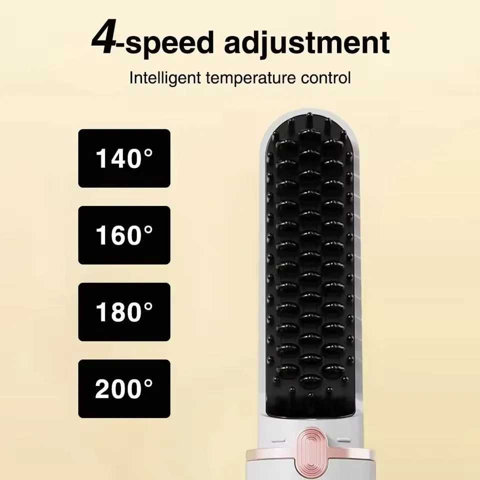 Straight Hair Comb Electric LCD Ceramic Heating Portable Negative Ion Styling Tool 4 Temp Settings 140-200 Straightening CombT251122